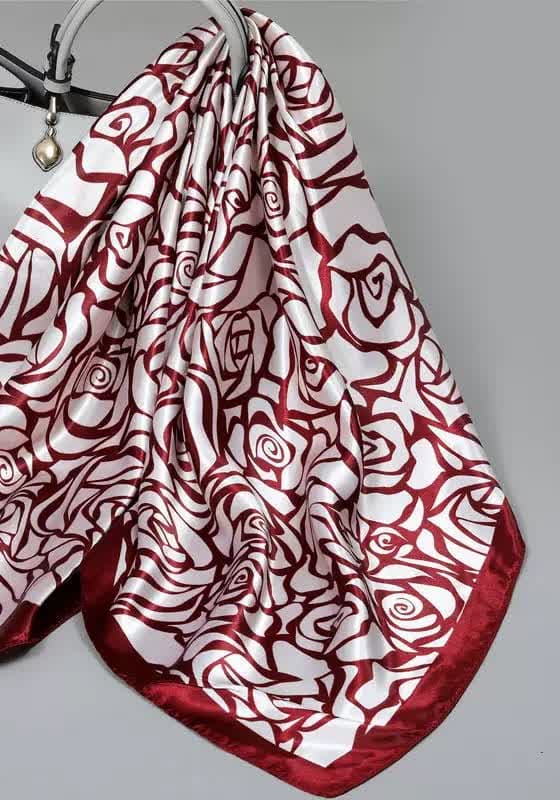 Burgundy Rose Silk Scarf