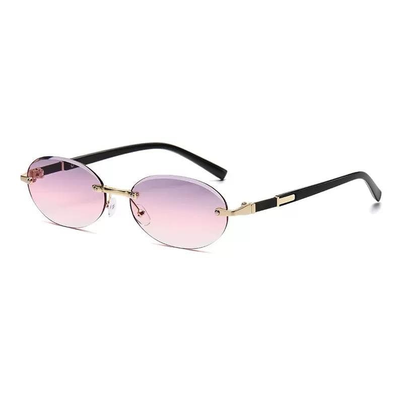 Blush Gradient Oval Rimless Sunglasses