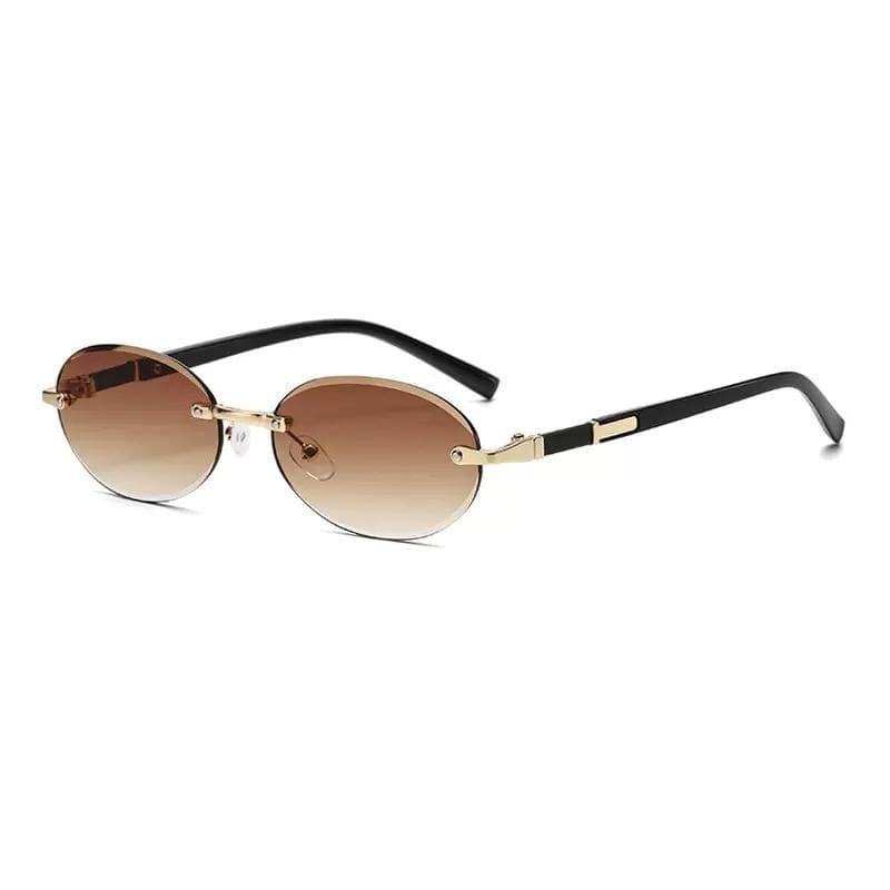 Cognac Oval Rimless Sunglasses