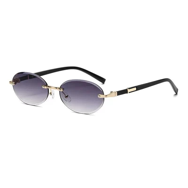 Smoke Gradient Oval Rimless Sunglasses